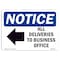 Signmission Safety Sign, OSHA Notice, 10" Height, All Deliveries To Sign With Symbol, Portrait, NS-D-V-10097 OS-NS-D-710-V-10097 - alternate 1